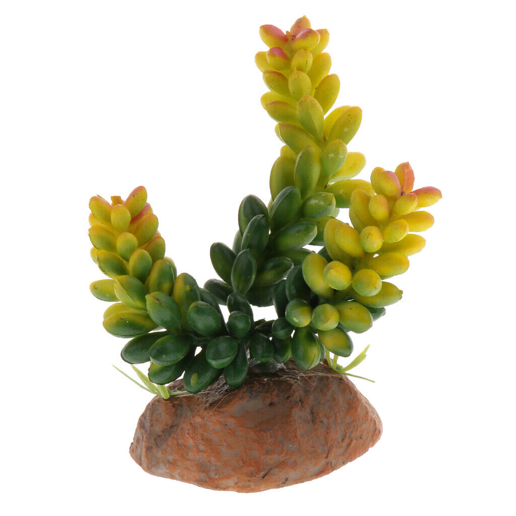 Set of 2, Natural Looking -Artificial Bamboo Leaves & Succulent Aquarium Plant