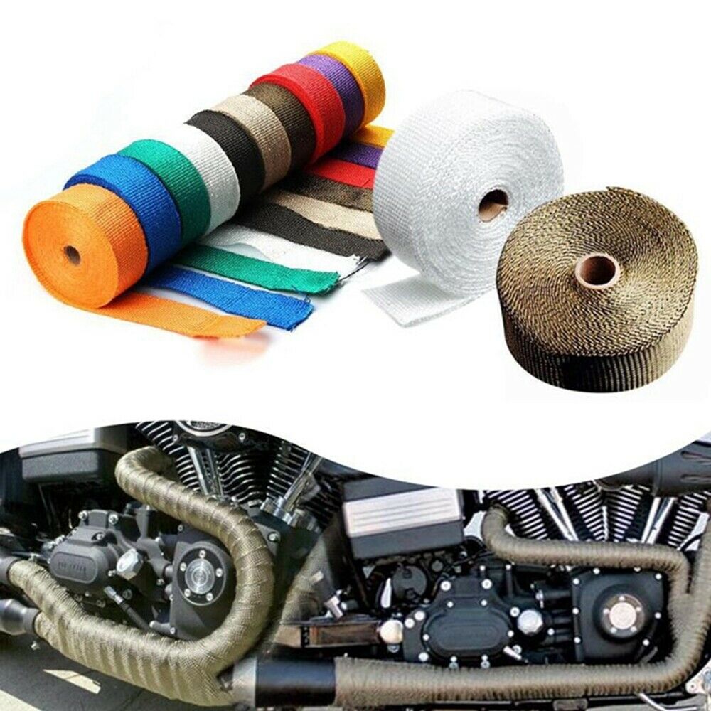 5M Titanium Pipe Header Manifold Exhaust Insulating Heat Wrap Tape With 4 Ties