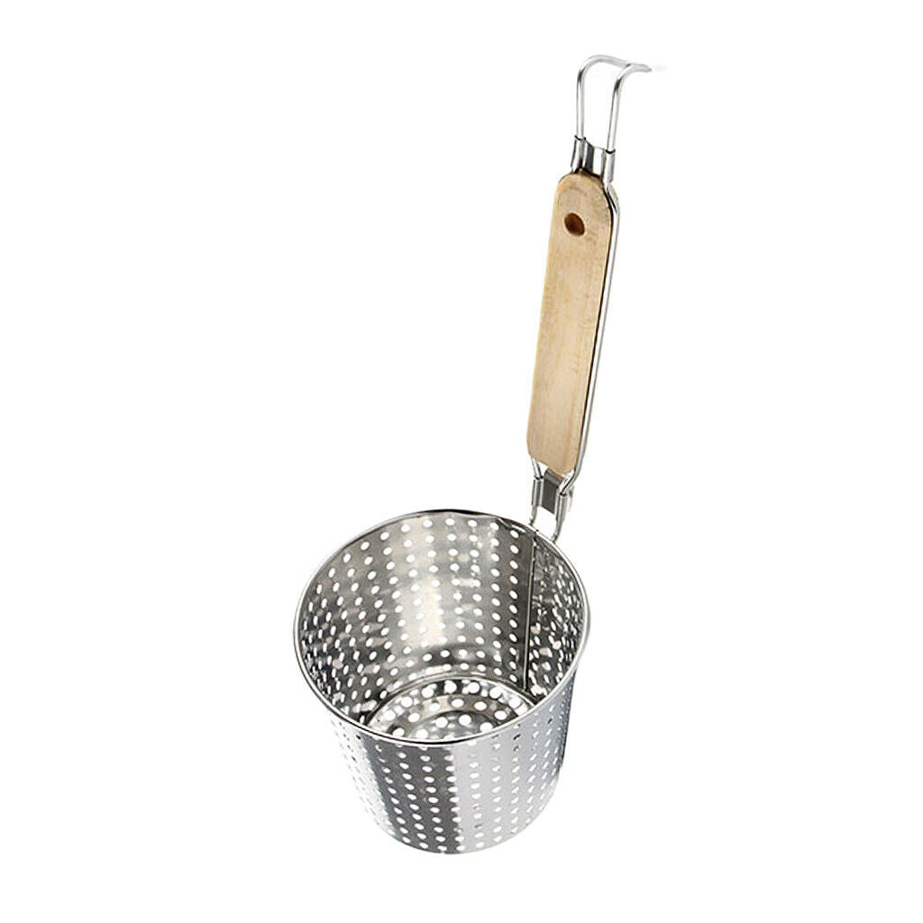 2 Pack Kitchen Noodle Strainer with Hook, Stainless Steel, Deep Fry Basket