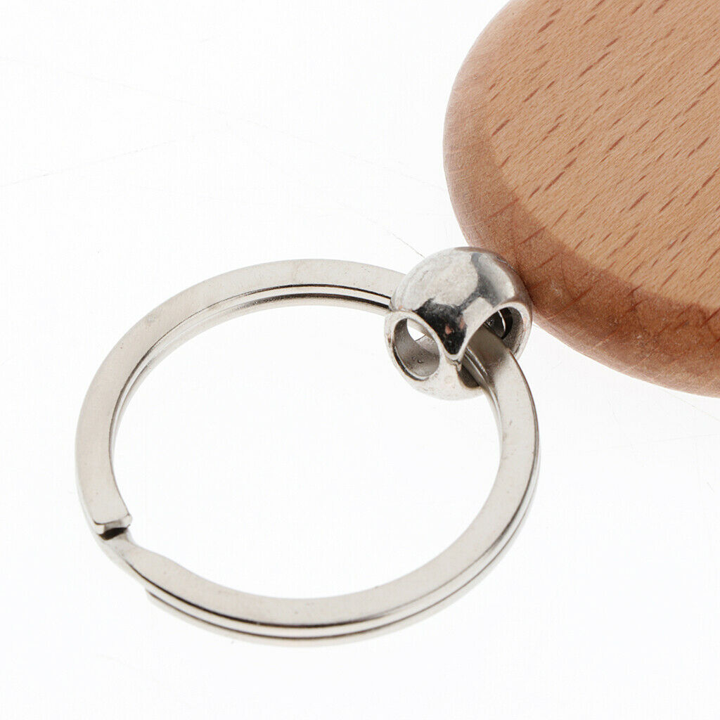 3X Plain Key Rings Wood Keychain Key Tags DIY for Craft Wallet 4cm,Square Round