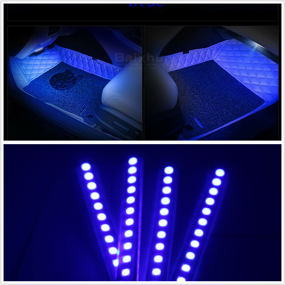 12LED 7 Colorful Remote Control Ambient Foot well Lighting Car Interior Parking