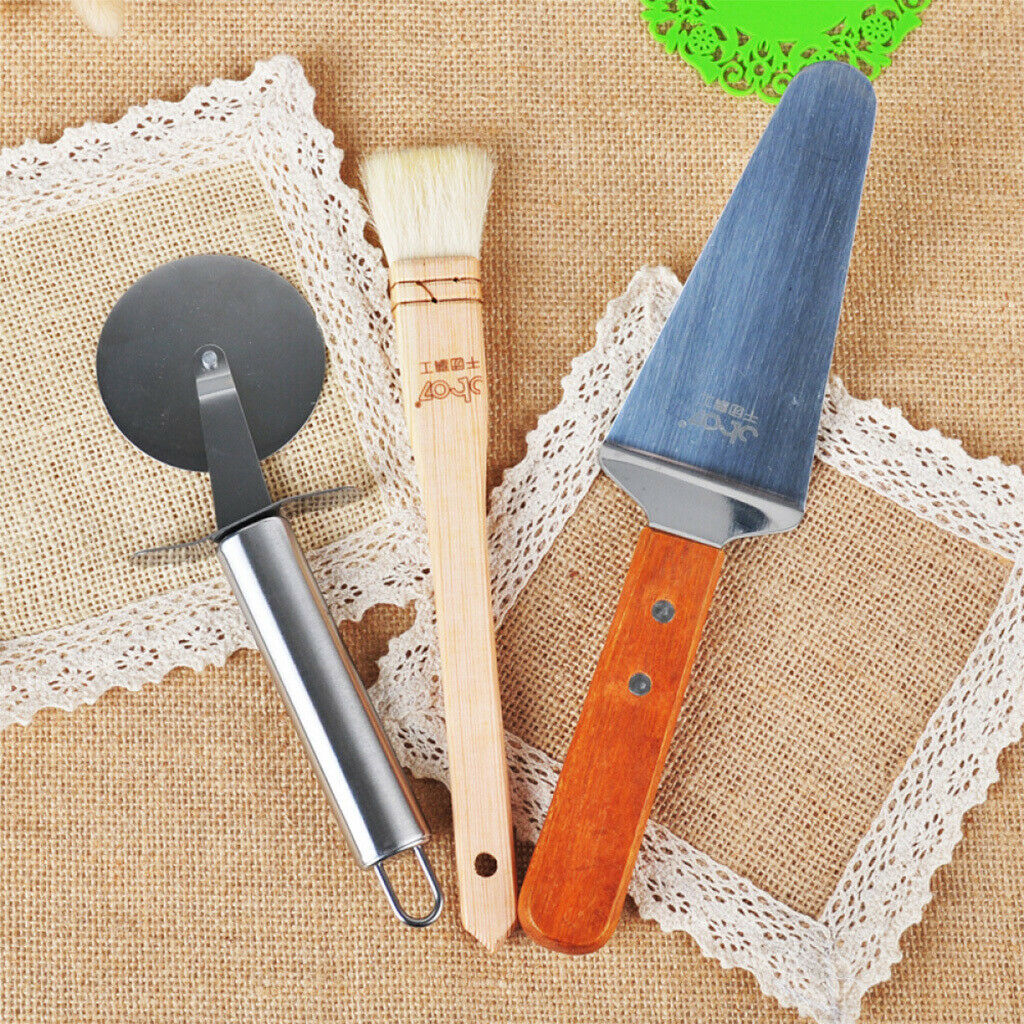 Baking Tool Single Wheel Pizza Spatula Wool Brush Pizza Tool 11.5x12cm