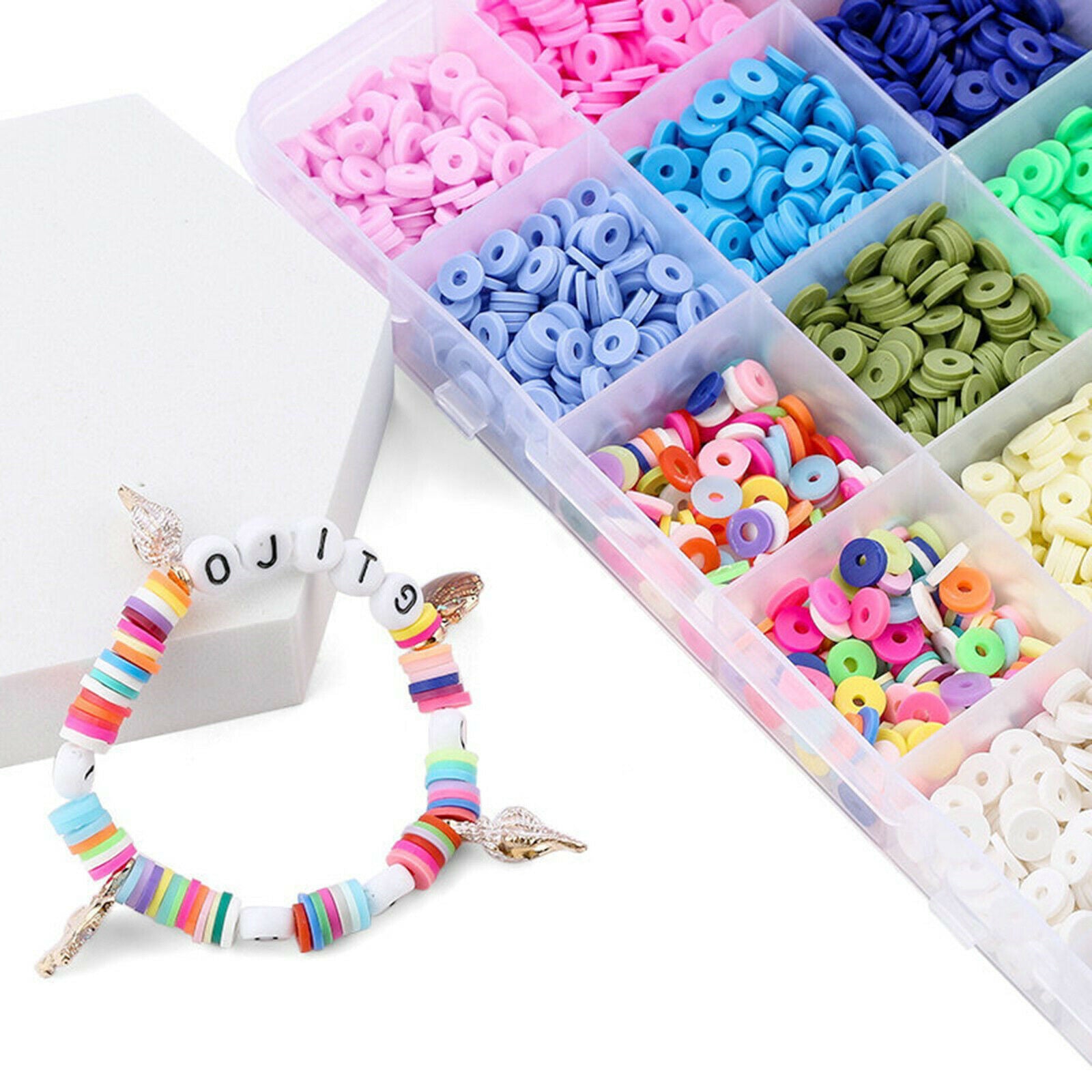 Clay Beads Spacer Beads Charms DIY Jewelry Supplies 24 Grid Letter Bead