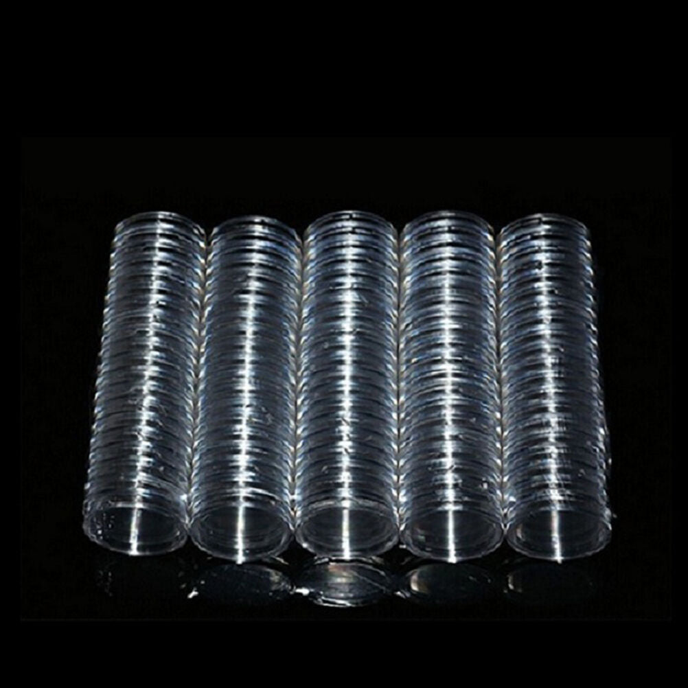23mm 100pcs Applied Clear Round Cases Coin Storage Capsules Holder Plastic SEDD