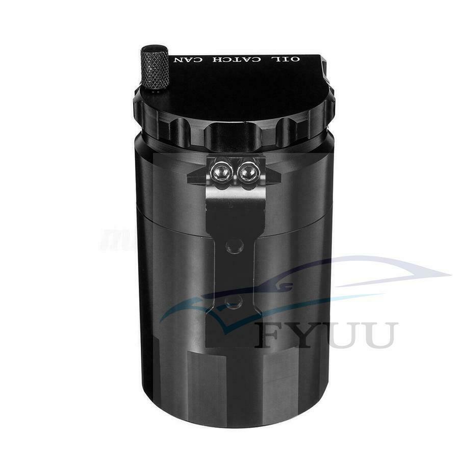 300ML Aluminum Oil Catch Can Reservoir Tank Kit Engine Black Polish Baffled