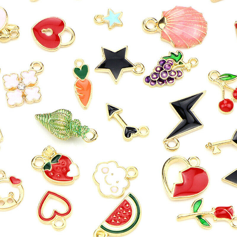 30PCS/Set Mixed Enamel Metal Charms Pendant DIY Craft Jewelry Making Find.l8