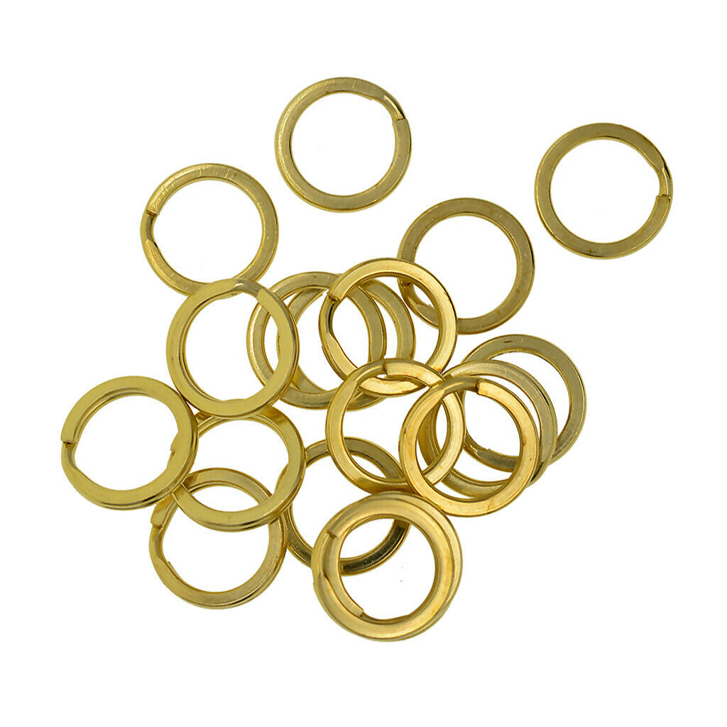 20 Pcs Solid Brass Flat Split Key Ring Key Chain Hooks Hardware 15 mm Loop