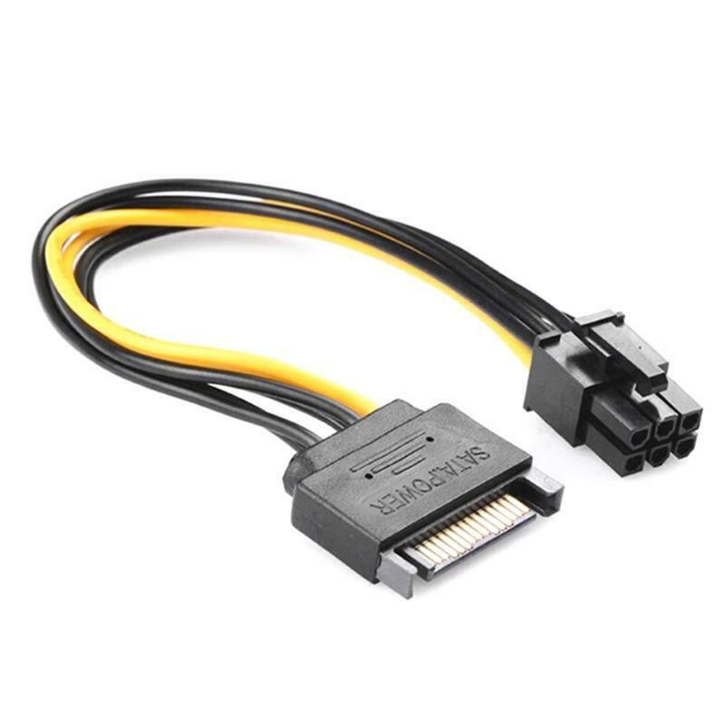 7.87in Sata 15pin Power to 6pin Graphics Power Supply Cord SATA to PCI-e 6 Pin