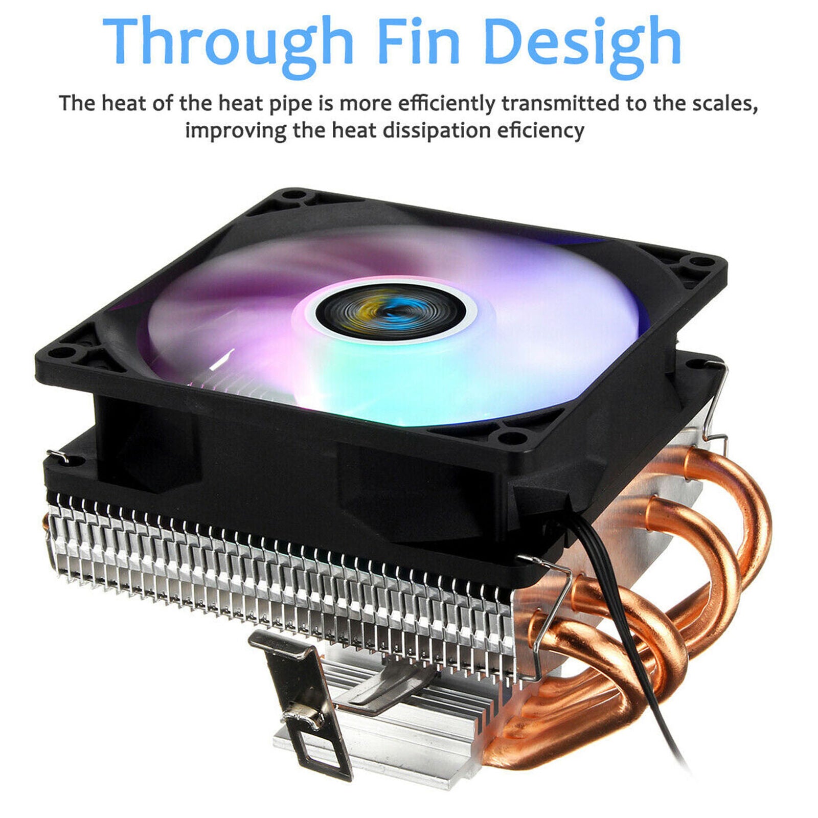 4 Heatpipes CPU Cooler 3pin LED RGB Fan Cooling Heatsink For LGA 775-1366 AMD
