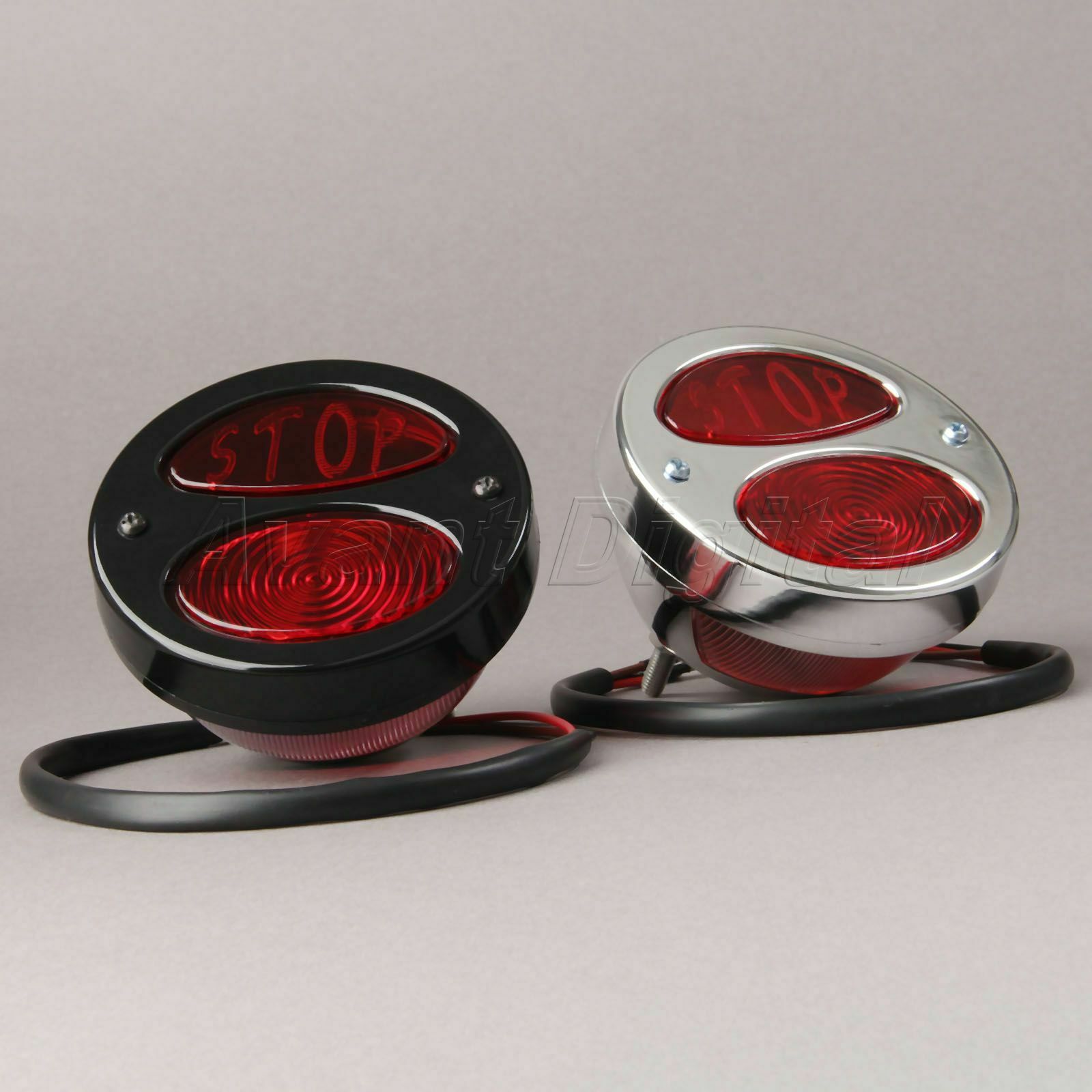 Universal Black Shell Motorcycle Tail Brake Light "STOP " Rear Lamp Bulb
