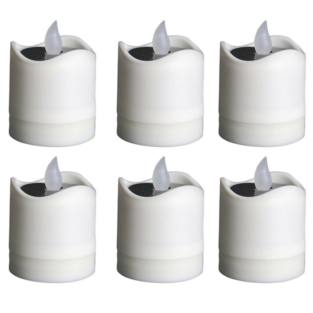 6x Flicking LED Tea Light Candle SOLAR Operated Flameless Tealight Decorative