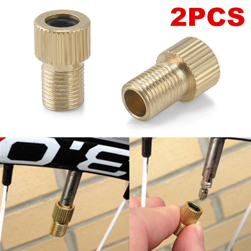 2x Presta to Schrader Valve Adaptor Converter Road Bicycle Bike Tire Tube Pump .