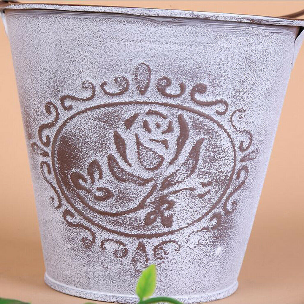 Rustic Iron Metal Iron Flower Plants Bucket Potted Bonsai Vase Container
