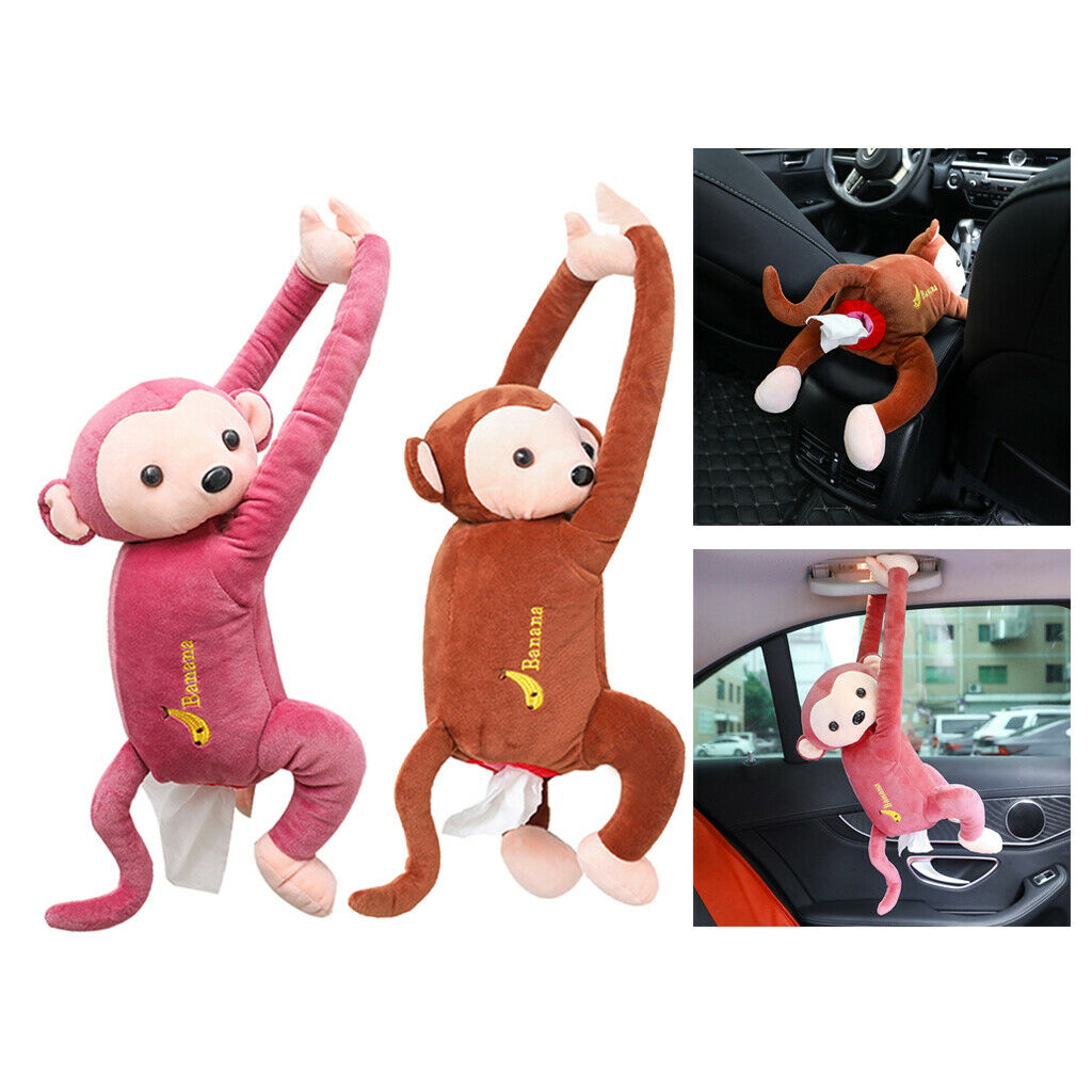 New Cute Plush Monkey Tissue Cover Animal Cartoon for Car Office cameo brown