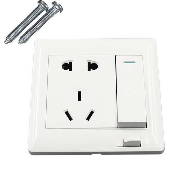 10A 3 Pin Power Single KEY Wall Outlet Switch Socket Plate Panel US/EU/AU Plug