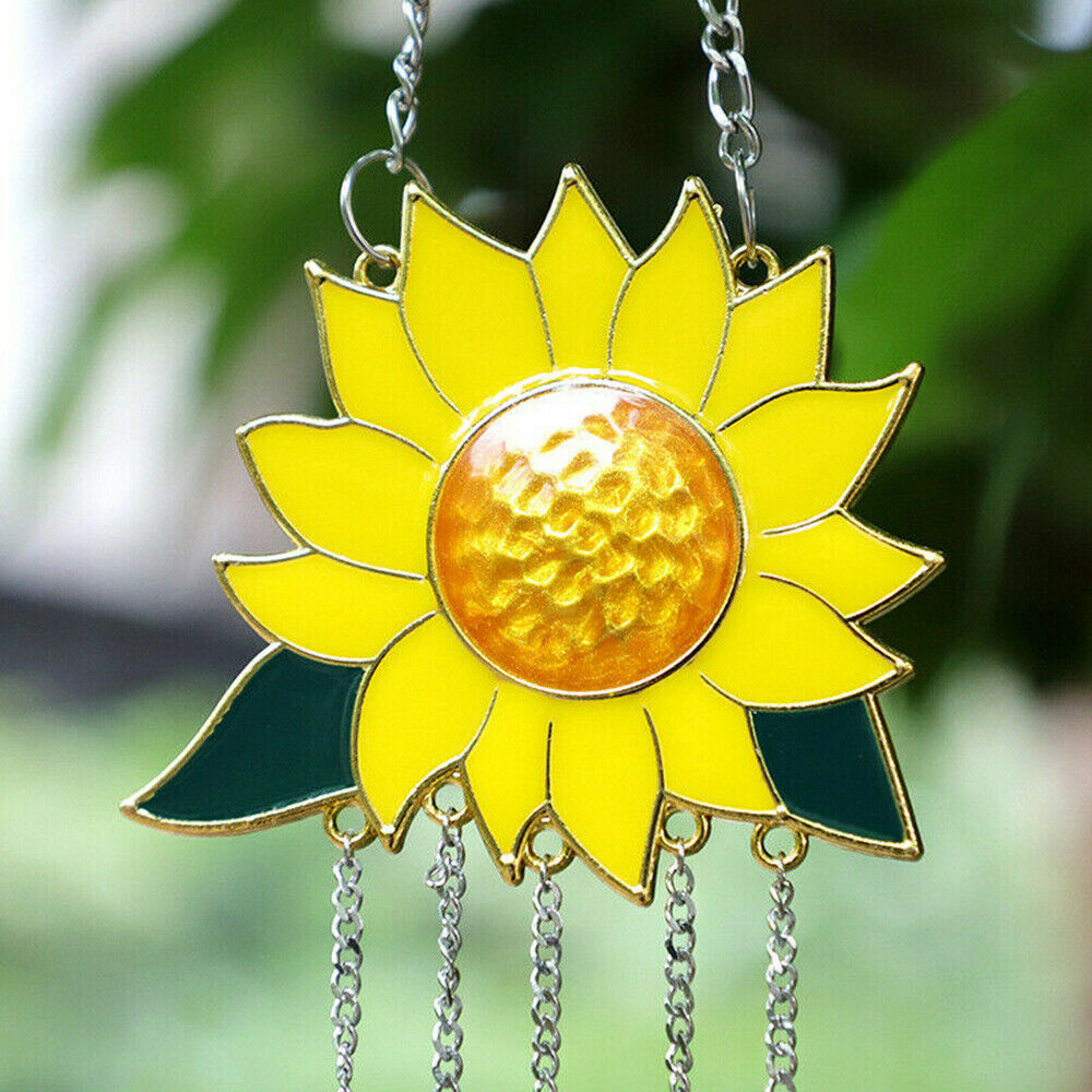 Sunflower Wind Chimes Outdoor Yard Garden Home Decor Ornament Hanging SunCatcher