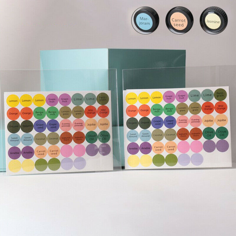 192pcs/sheet Pre-Printed Essential Oil Bottles Cap Lid Labels Round Circl.l8