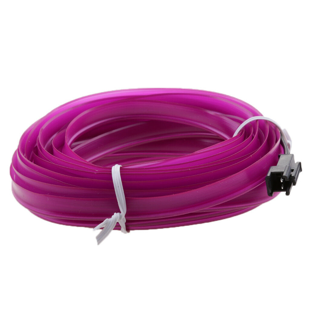 5M Neon LED Light Car Glow EL Wire Strip Rope Tube + Inverter - Purple