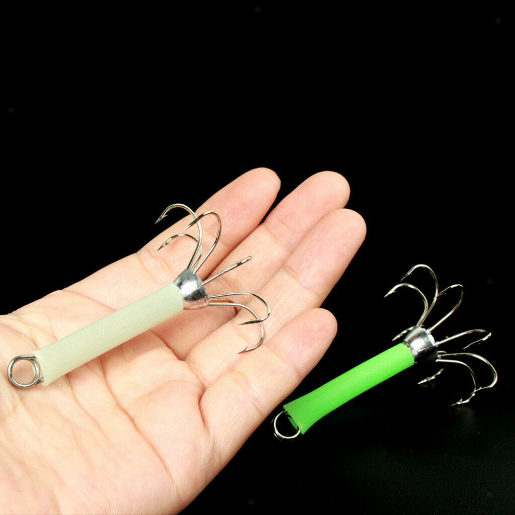 2X 2x Fishing Lures Squid Jigs Hooks with 8 Hook Design Umbrella-Shaped White