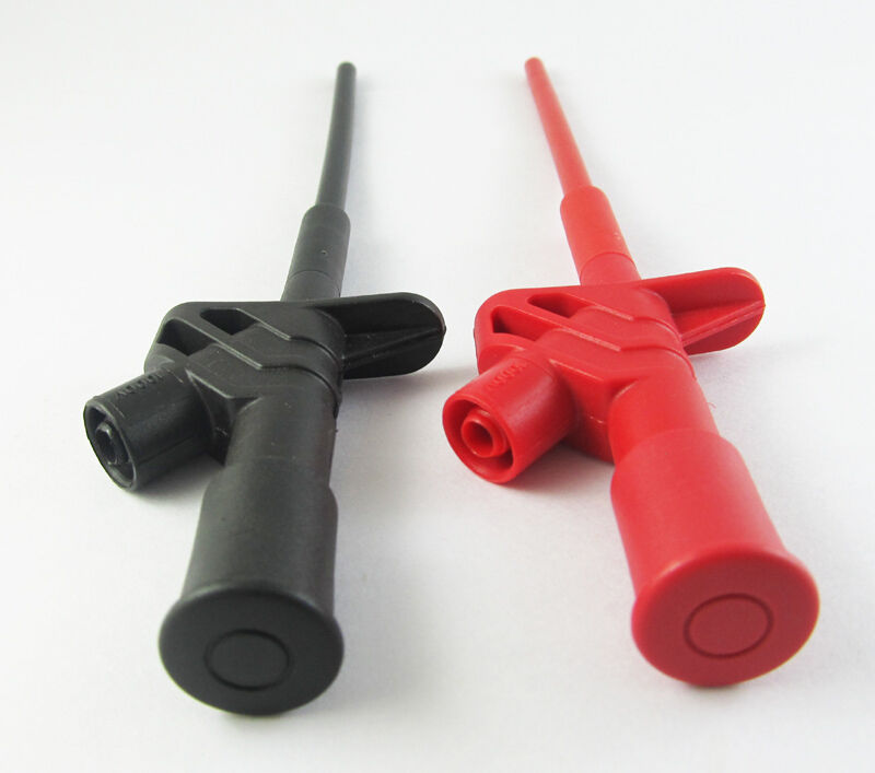 1 pair 1000V 10A Spring Loaded Push Open Clip Hook on Meter Test Probes 12-0002