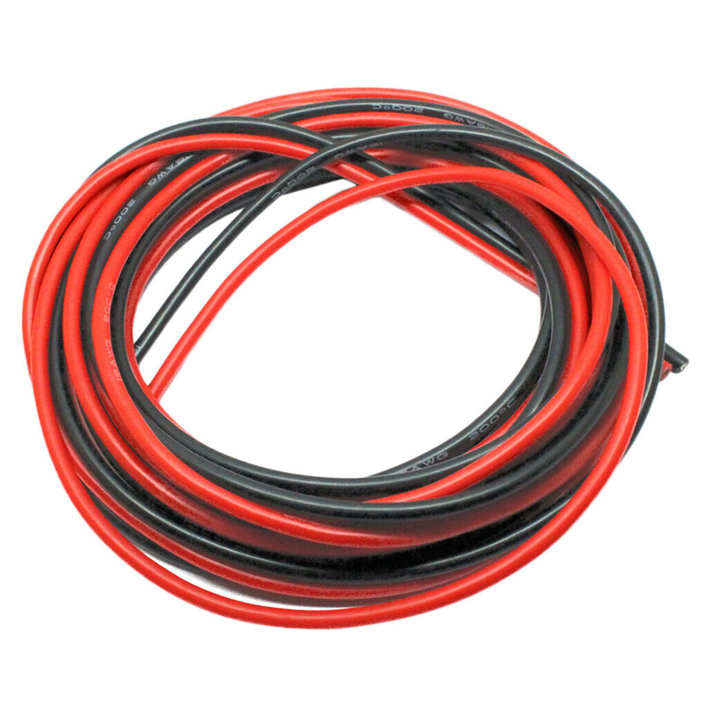 2Pcs 16AWG Flexible Silicone Wire Cable Temperature Resistant Red+Black