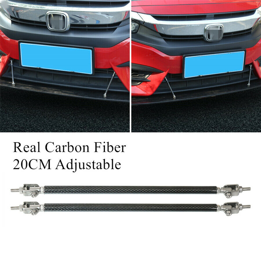 Adjustabl 200mm Front Bumper Lip Splitter Strut Rod Tie Support Bar Carbon Fiber