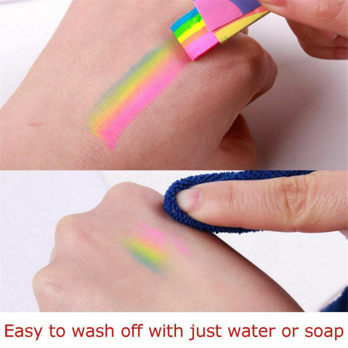 Rainbow Body Crayon Art Face Paint Makeup for Carnival Color Run Mardi Gras