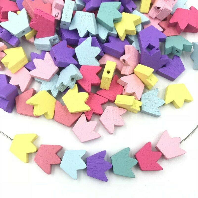50pcs Crown Wooden Beads Spacer Beading DIY Jewelry making Pacifier clip 16X13mm