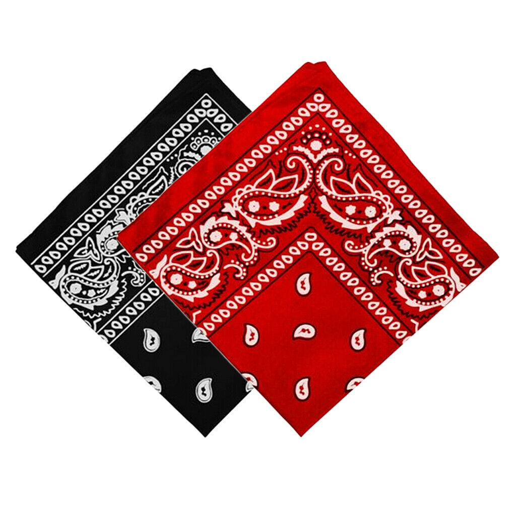 2pcs Women Men Cotton Double Sided Paisley Bandana Scarf Head Wrap Wristband