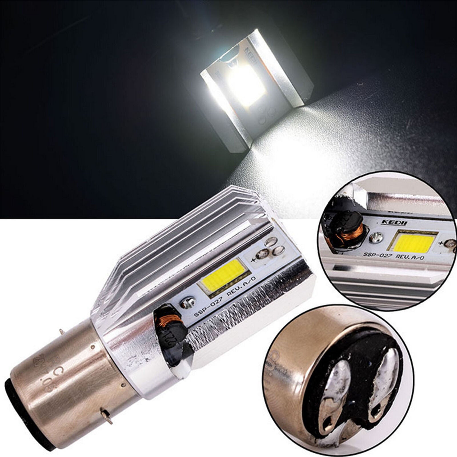 8V-80V BA20D H6 COB LED Motorcycle Headlight High/Low Beam Light Bulb lamps 12W