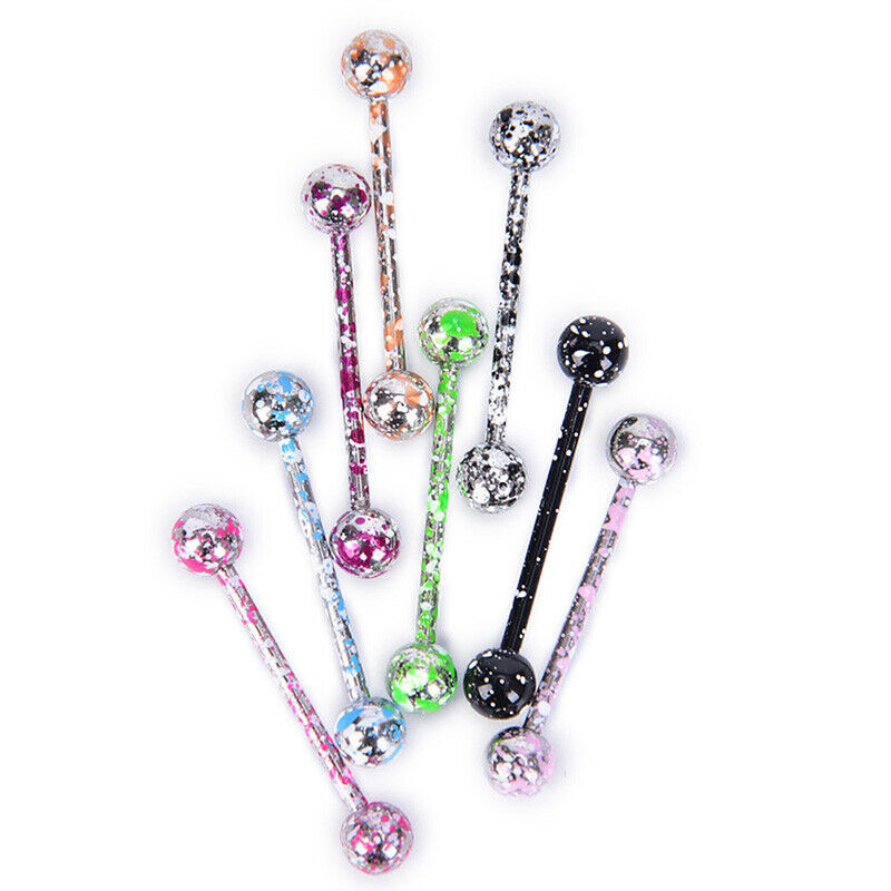 8PCS/Set Mix Colorful Stainless Steel Ball Tongue Bar Ring Body Piercing J.l8