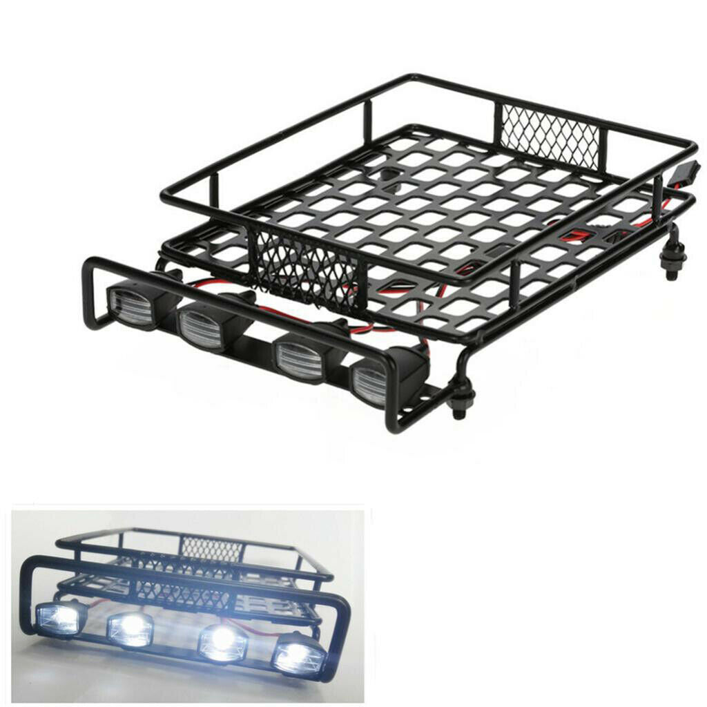 RC Crawler Climbing Truck Roof Rack Luggage Carrier with LED Light for RC4WD