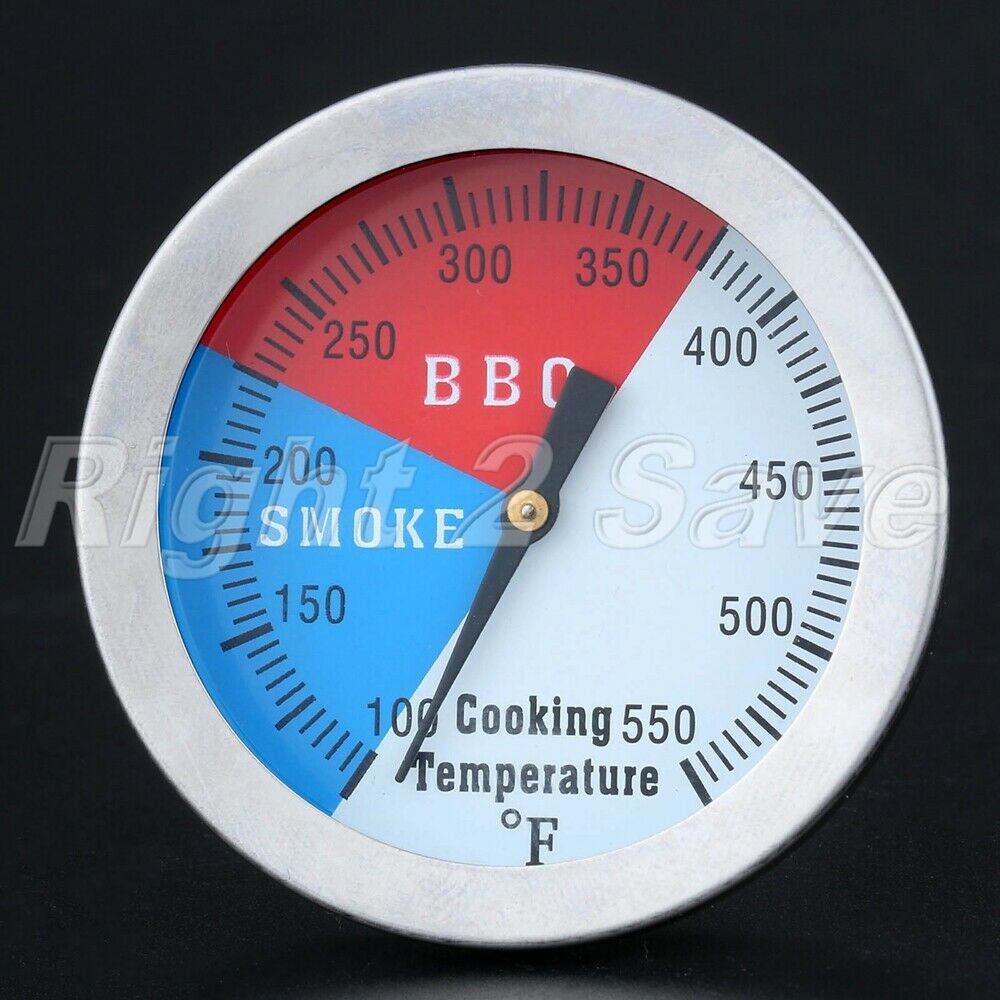 Stainless Steel Barbecue BBQ Charcoal Grill Wood Smoker Thermometer Gauge 550â„‰