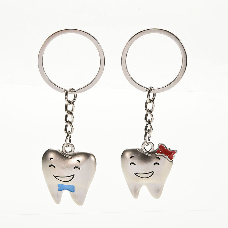 1Pair Tooth Couple Metal Keychain Keyring Gift For Lover Children Frien.l8