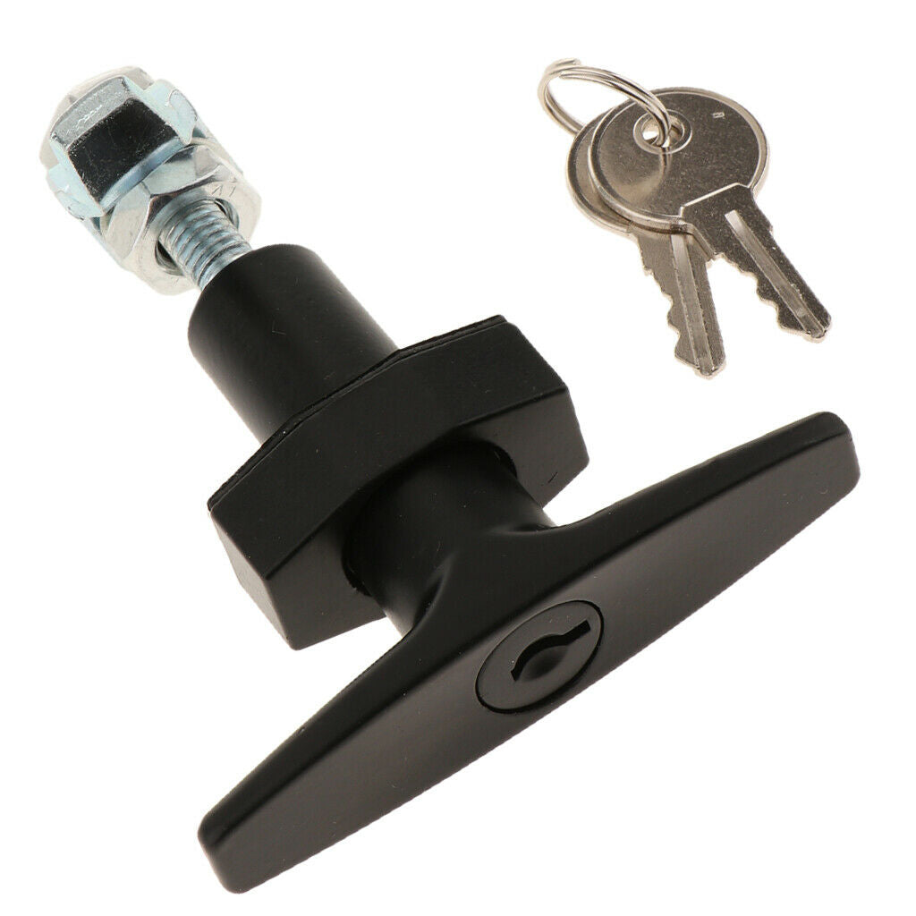 Trailer Caravan Toolbox Cabinet T-Handle Black Garage Door Lock 100x80mm - 2
