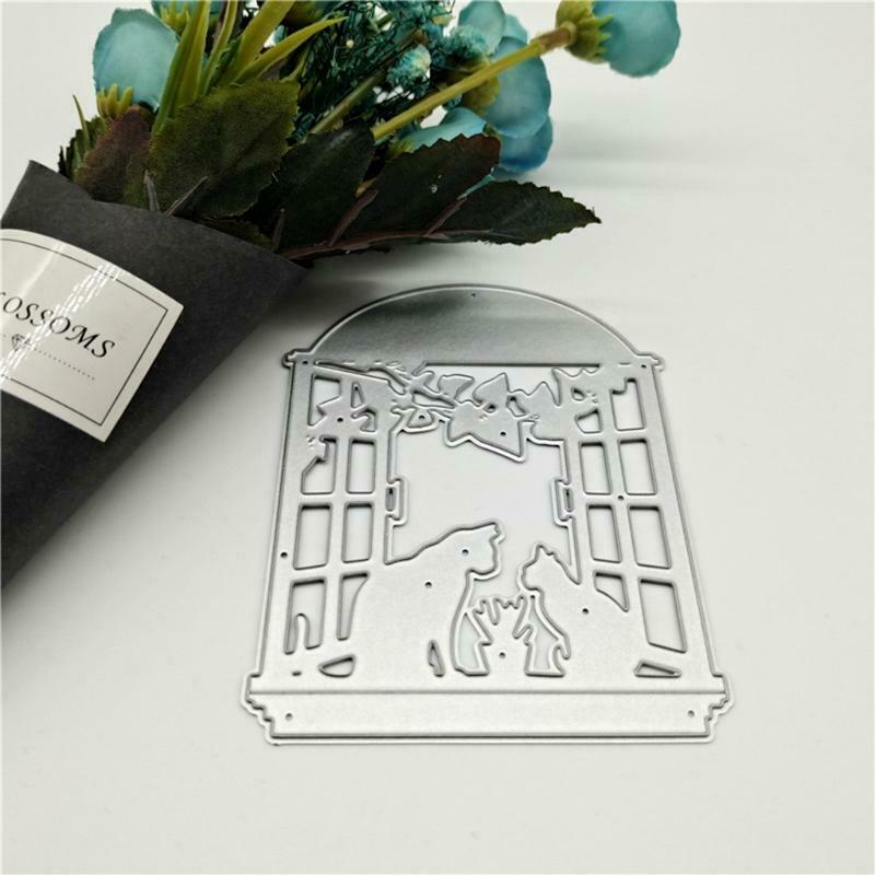 Two Cats on the Windowsill Carbon Steel Cutting Dies DIY Scrapbooking Photo