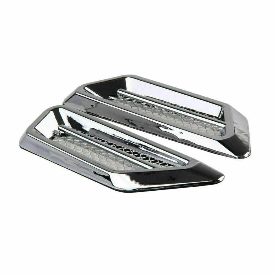 Pair Chrome Grille Car Air Flow Vent Fender Side Decoration Stickers Universal