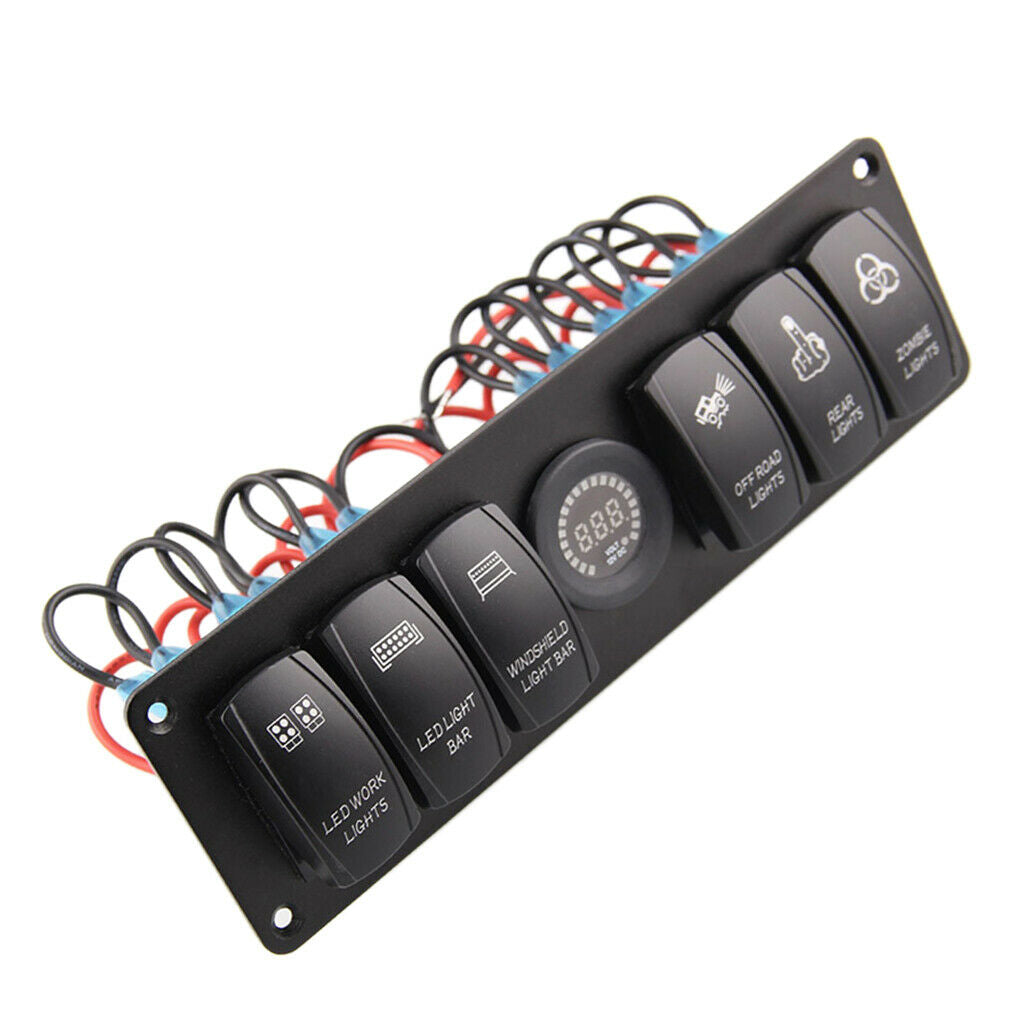 6 Gang Waterproof Car Auto Boat Marine Color LED Rocker Switch Panel