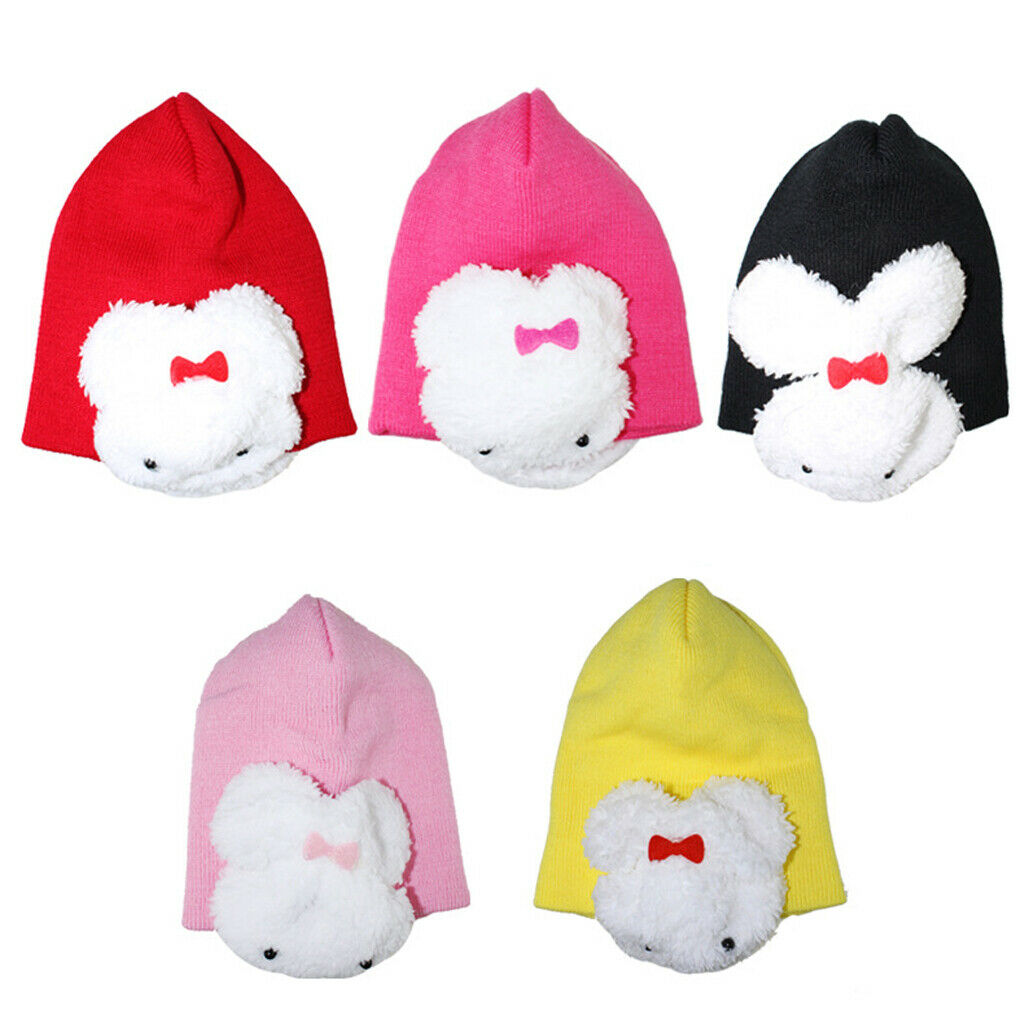 Double Rabbit Ear Protection Caps Warm Winter Knitted   Hat-Yellow