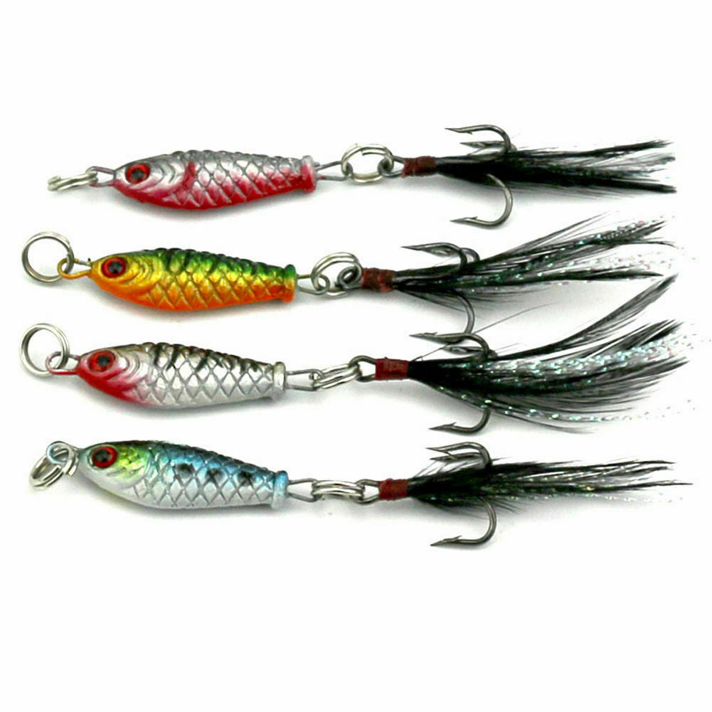 4pcs Hard Metal Fishing Lures Small Minnow Lure Bass Crank Bait Tackle Hooks New