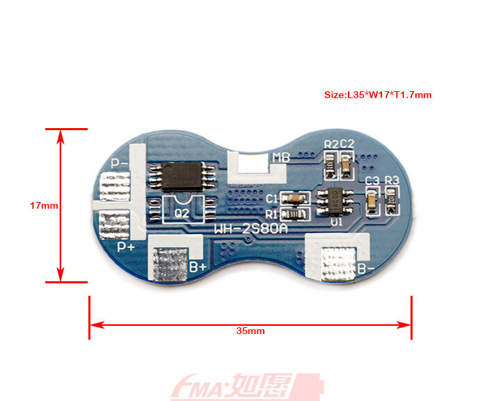 Protection Circuit Module PCM for 2S 7.4V 7.2V Li-ion Li-Po Battery D:2A 2SW001