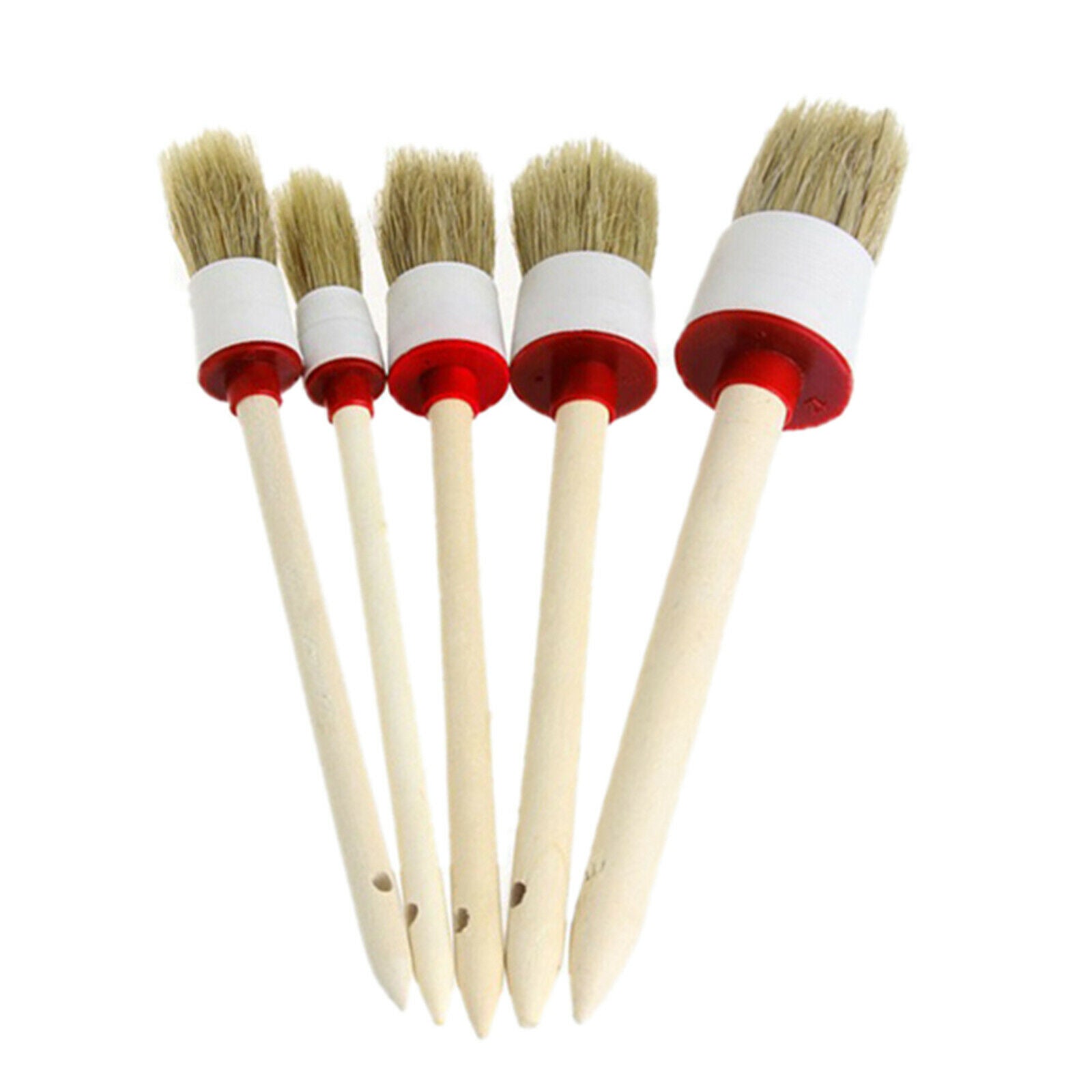 Pack of 5 Hangable Automobile Car Detailing Brush Kit Duster Wooden Handle
