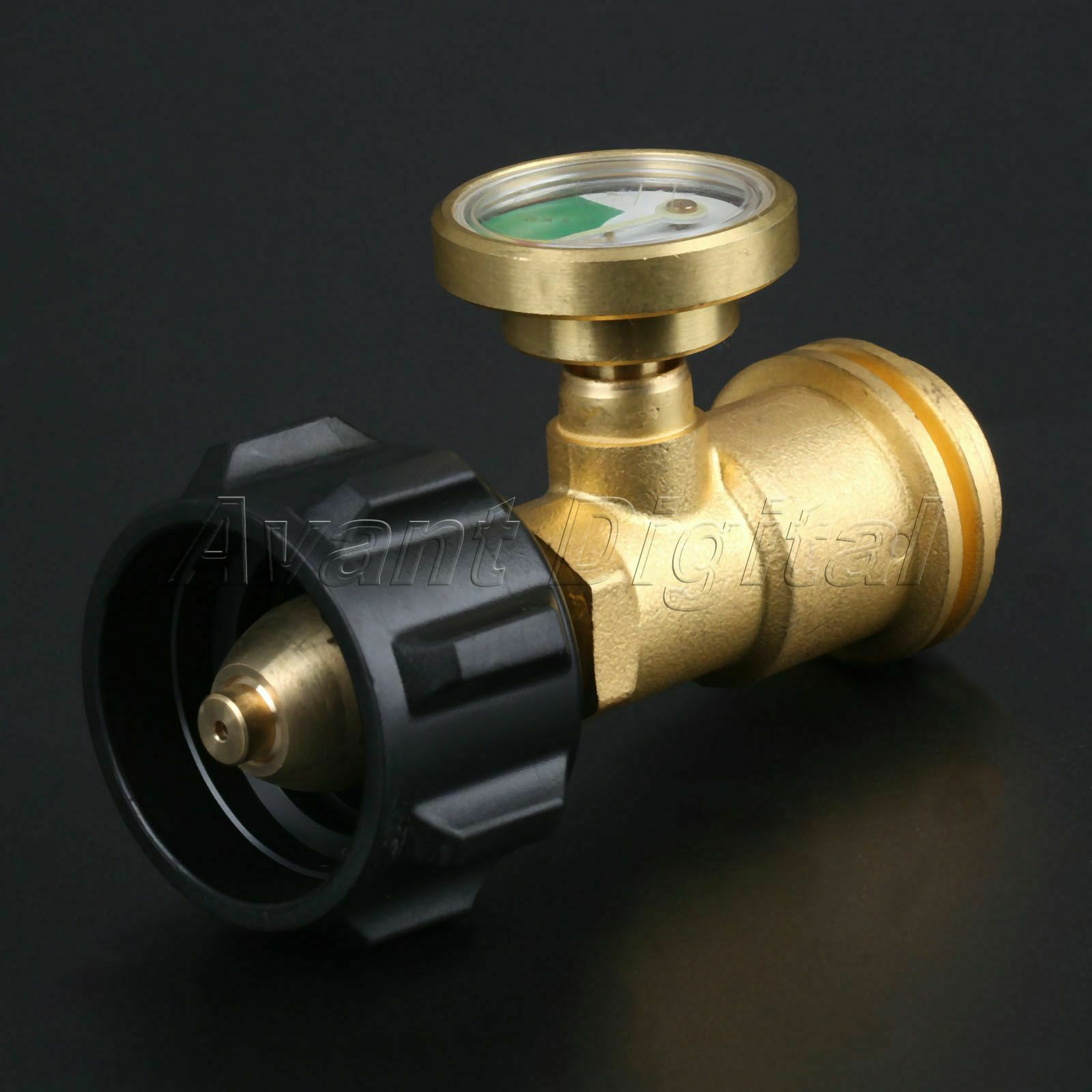 Outdoor Camping QCC1/POL Propane Gas Tank Valves Adapter w/ Pressure Meter Gauge