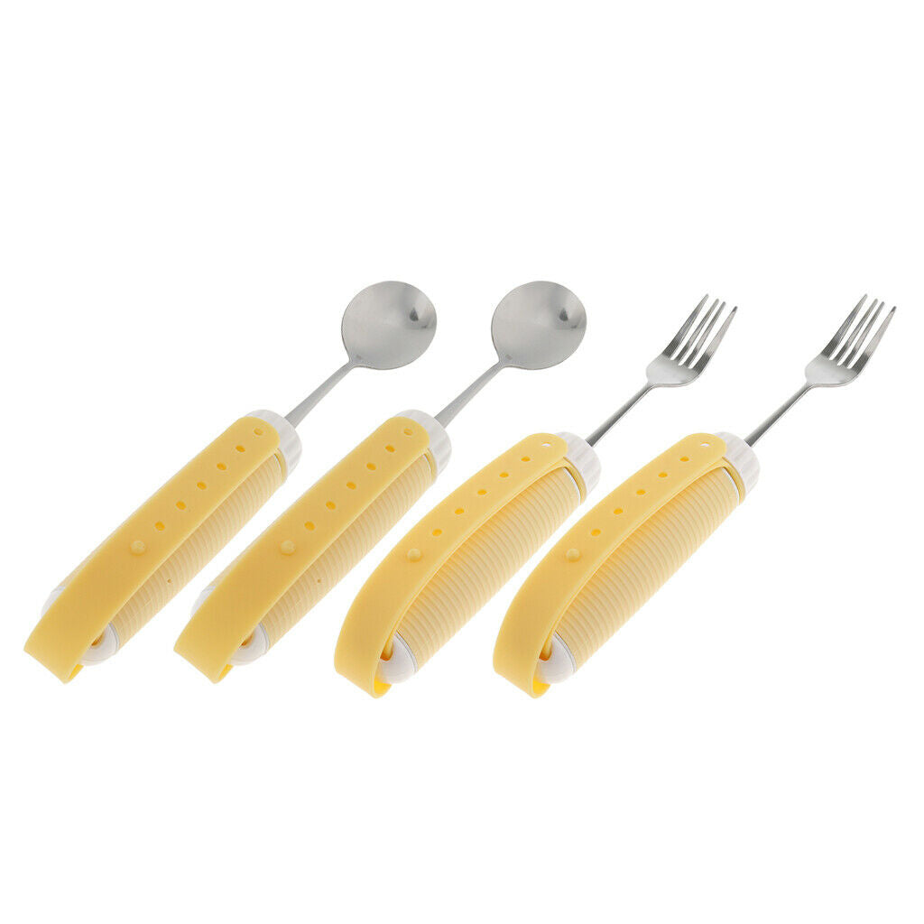 2Pcs Rotating Utensil Eating Aids Spoon Fork Set for Elderly Disability Kids