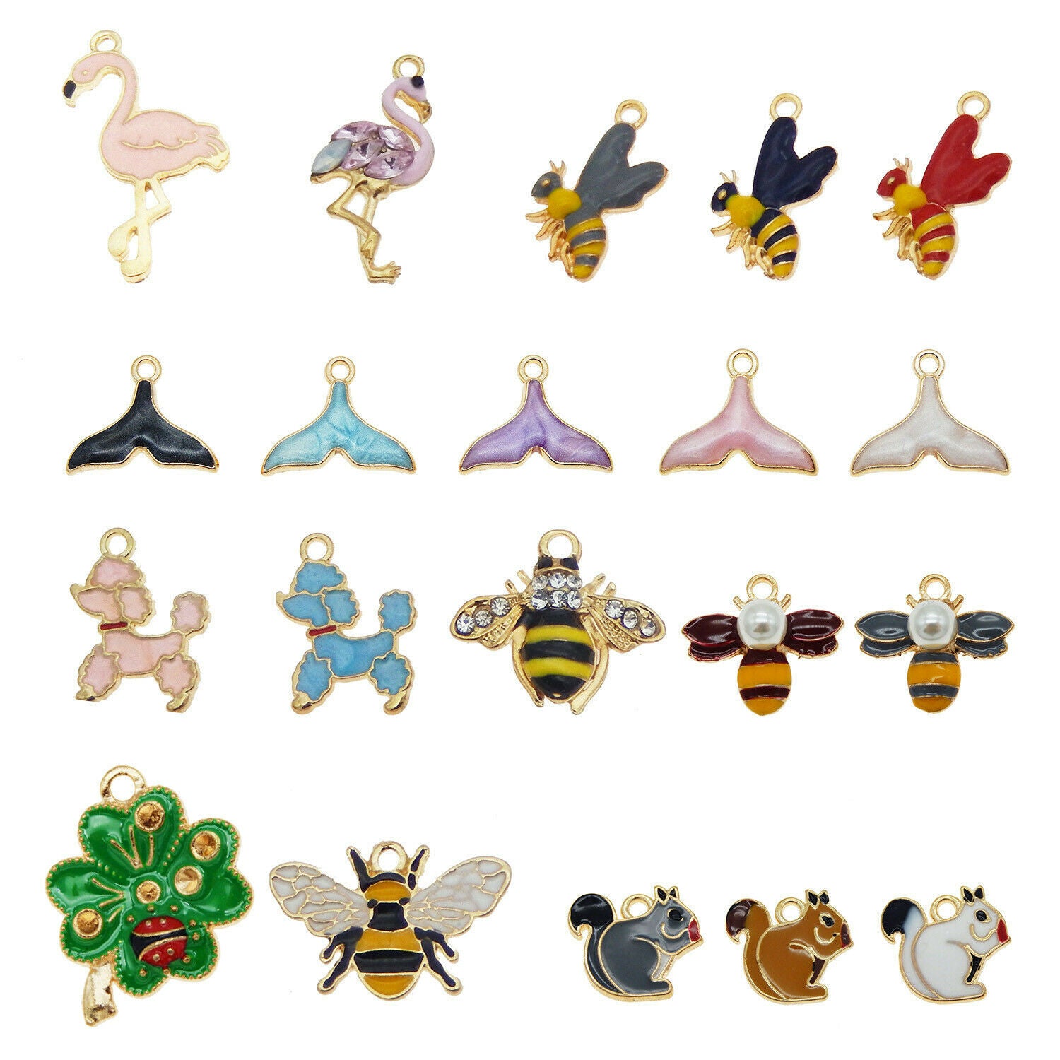 Lot of 10 Assorted Animals Alloy Charms Enamel Bracelet Earring Pendant Findings