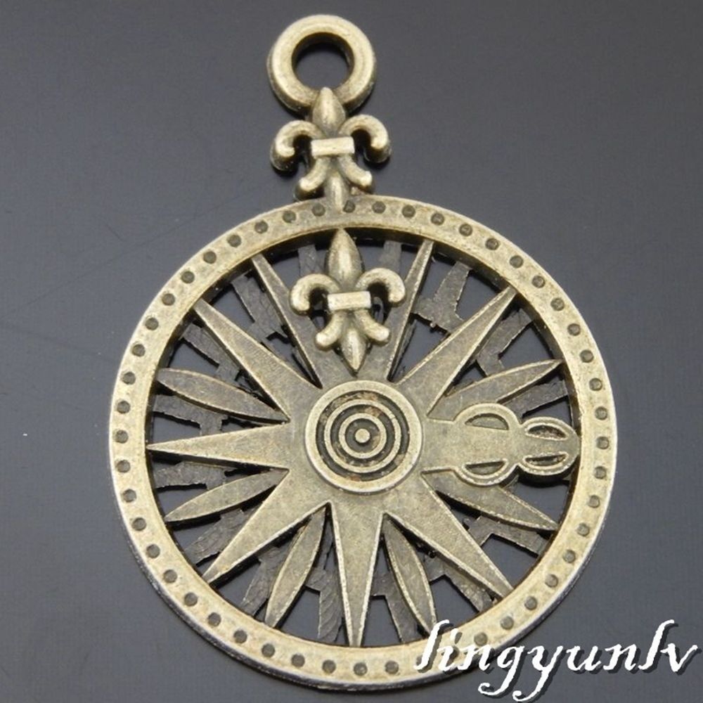 10 pcs Retro Bronze Alloy Meritorious Medal Pendant Jewelry Making Charm 36x26mm