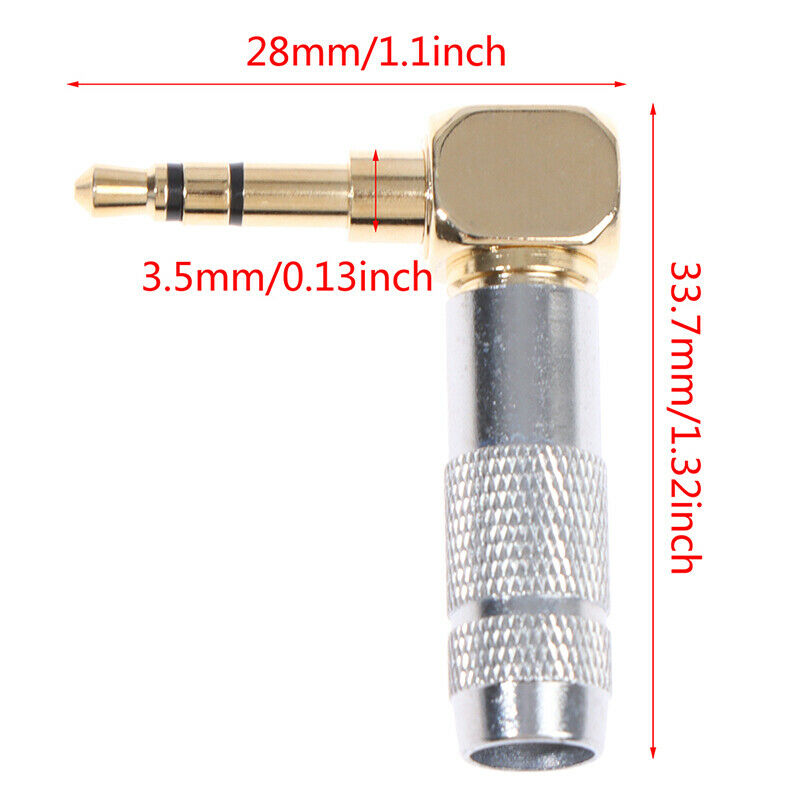 3.5mm Stereo 3 Pole Male Plug 90 degree Audio Connector Solder Adapter Pl.l8
