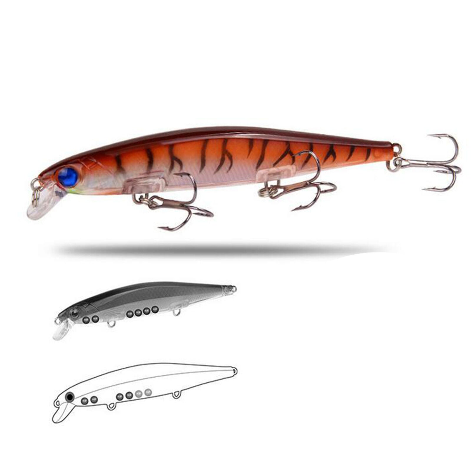 10pcs 11cm/13.4g Trolling Bait Minnow Fishing Lure Bass Crankbait Tackle Wobbler