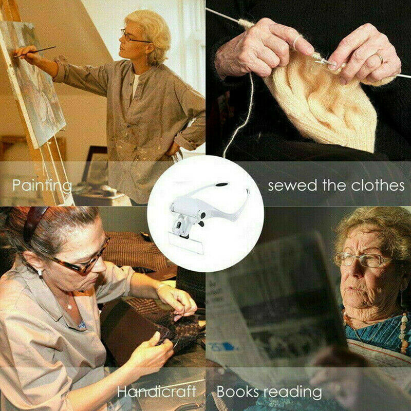 Magnifying Glasses LED Headband w/ Light Hand Free Headset Magnifier Lam Head!