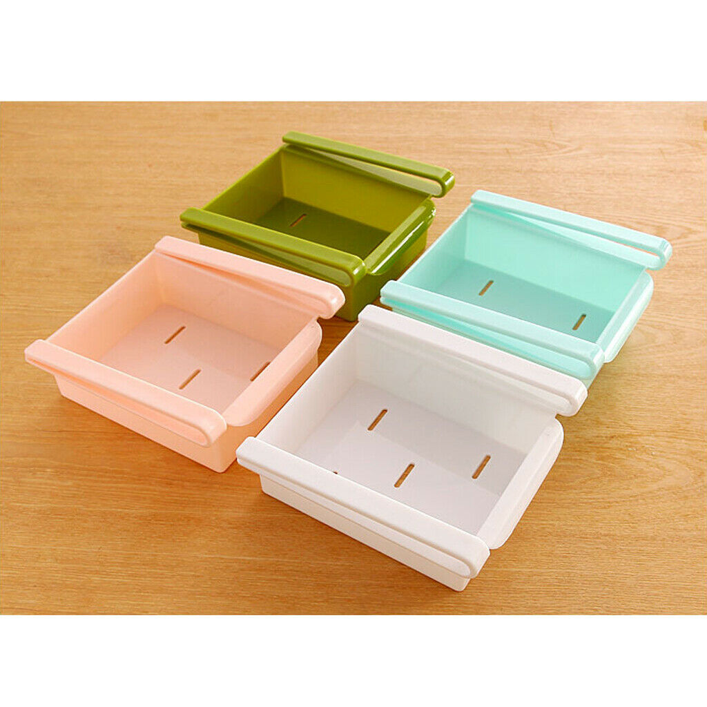 4 Pieces Refrigerator Drawer Crisper Shelf Kitchen Fruit Egg Storage Blue